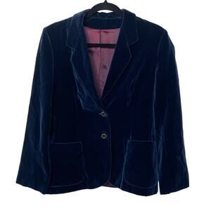 Vtg Kirkland Hall Union Made‎ BlazerJacket Velvet 2 Button Navy Dark Academia 8
